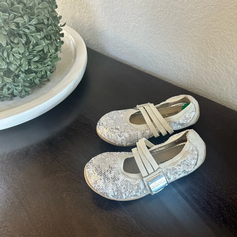 Michael Kors Lil Delilah silver sequin flats 12